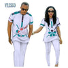 Summer African Print Top and Pants Sets for Couple Clothing Bazin Riche Sweet Flower Patter 2 Pieces Lover Couples Clothes WYQ84