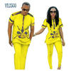 Summer African Print Top and Pants Sets for Couple Clothing Bazin Riche Sweet Flower Patter 2 Pieces Lover Couples Clothes WYQ84