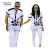 Summer African Print Top and Pants Sets for Couple Clothing Bazin Riche Sweet Flower Patter 2 Pieces Lover Couples Clothes WYQ84