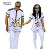 Summer African Print Top and Pants Sets for Couple Clothing Bazin Riche Sweet Flower Patter 2 Pieces Lover Couples Clothes WYQ84