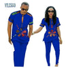 Summer African Print Top and Pants Sets for Couple Clothing Bazin Riche Sweet Flower Patter 2 Pieces Lover Couples Clothes WYQ84