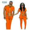 Summer African Print Top and Pants Sets for Couple Clothing Bazin Riche Sweet Flower Patter 2 Pieces Lover Couples Clothes WYQ84