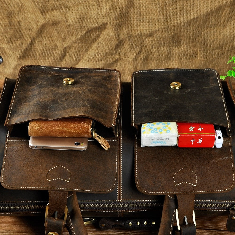 Men Origianl Leather Designer Travel Business Briefcase Heavy Duty Computer Laptop Bag Attache Portfolio Tote Messenger Bag 1097