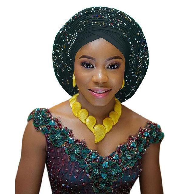 2018 african headtie for woman nigerian gele already made auto gele hele turban aso ebi big brim beautiful wedding headtie - Surprise store