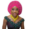 2018 african headtie for woman nigerian gele already made auto gele hele turban aso ebi big brim beautiful wedding headtie - Surprise store
