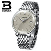 Switzerland BINGER Brand Men watch leather strap automatic mechanical watch male Luxury self-wind simple cruve surface handwatch