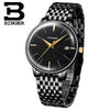Switzerland BINGER Brand Men watch leather strap automatic mechanical watch male Luxury self-wind simple cruve surface handwatch