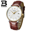 Switzerland BINGER Brand Men watch leather strap automatic mechanical watch male Luxury self-wind simple cruve surface handwatch