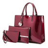 Brand 3 Sets Women Handbags High Quality Patent Leather Female Messenger Bag Luxury Tote+Ladies Shoulder Crossbody Bag+Clutch