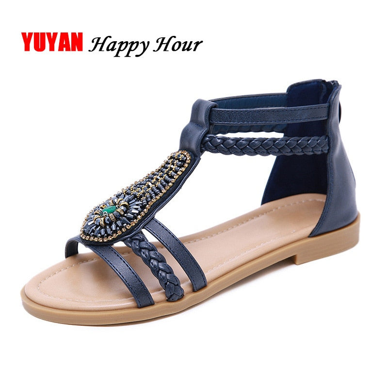 Bohemia Sandals for Women Beach Shoes Women's Sandals Flat Summer Shoes Big Size Fashion Ladies Rome Sandals A492
