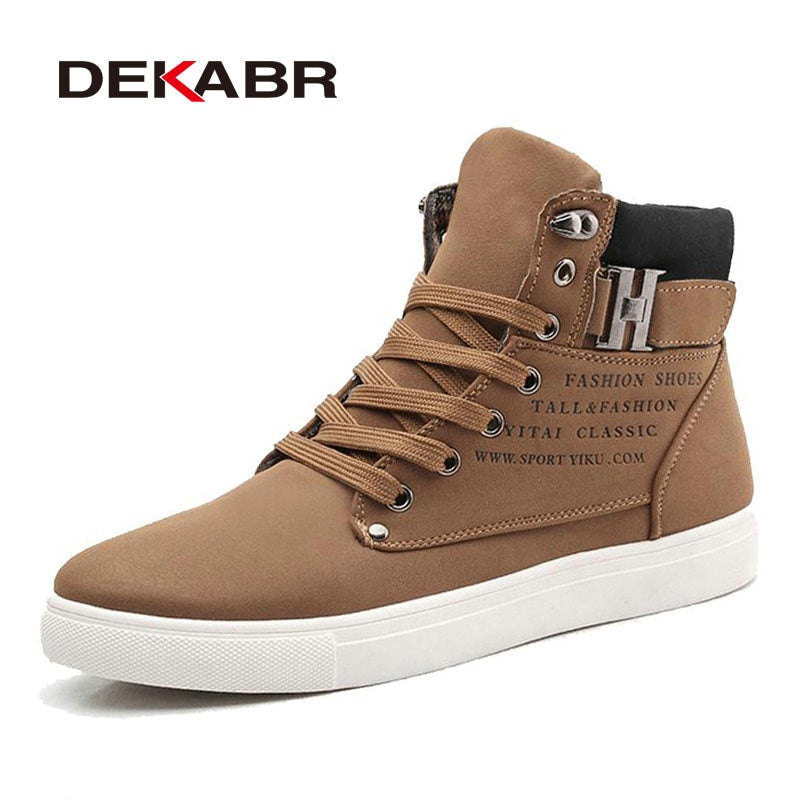 DEKABR 2019 Hot Men Shoes Fashion Warm Fur Winter Men Boots Autumn Leather Footwear For Man New High Top Canvas Casual Shoes Men