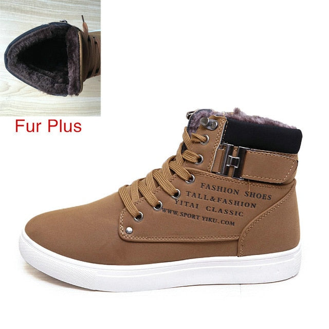 DEKABR 2019 Hot Men Shoes Fashion Warm Fur Winter Men Boots Autumn Leather Footwear For Man New High Top Canvas Casual Shoes Men