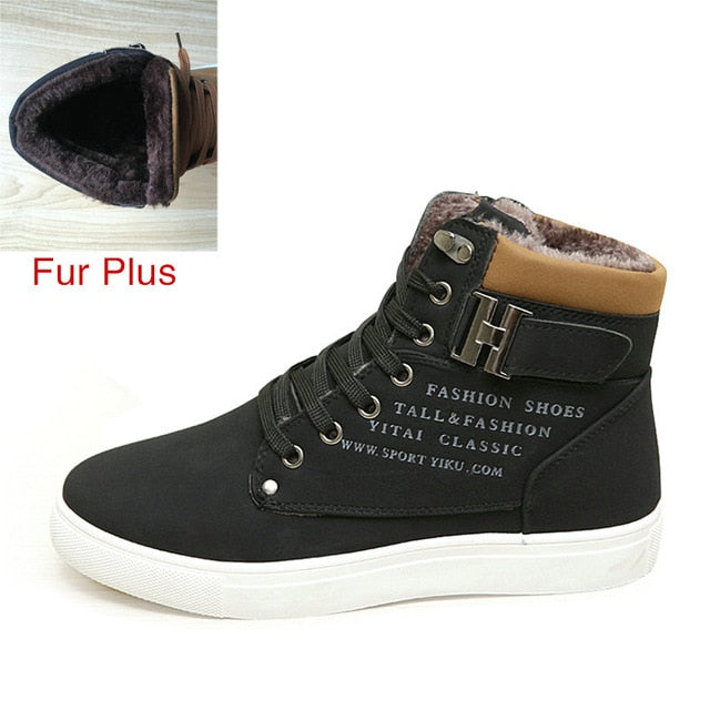 DEKABR 2019 Hot Men Shoes Fashion Warm Fur Winter Men Boots Autumn Leather Footwear For Man New High Top Canvas Casual Shoes Men