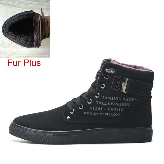 DEKABR 2019 Hot Men Shoes Fashion Warm Fur Winter Men Boots Autumn Leather Footwear For Man New High Top Canvas Casual Shoes Men