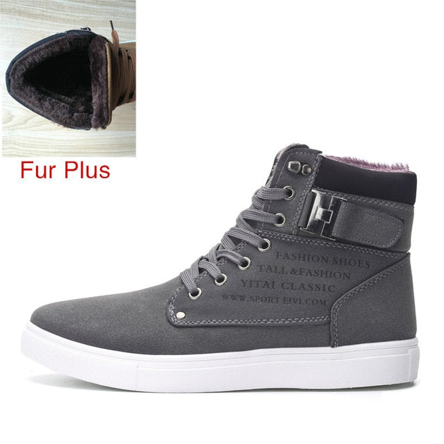 DEKABR 2019 Hot Men Shoes Fashion Warm Fur Winter Men Boots Autumn Leather Footwear For Man New High Top Canvas Casual Shoes Men