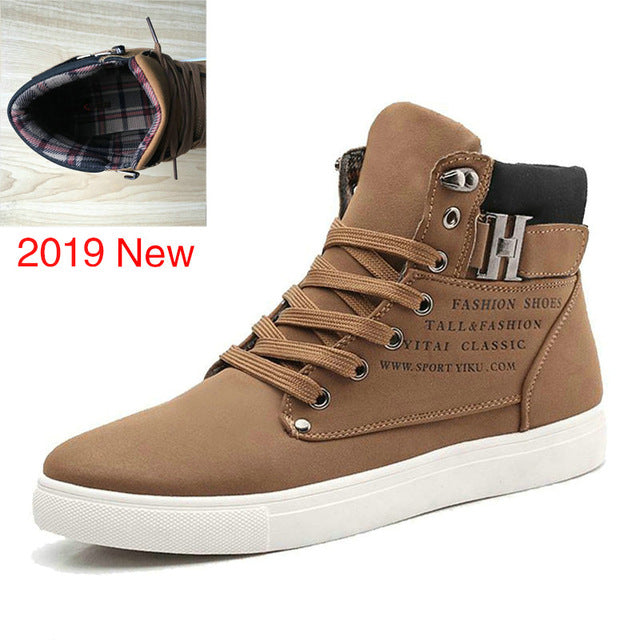 DEKABR 2019 Hot Men Shoes Fashion Warm Fur Winter Men Boots Autumn Leather Footwear For Man New High Top Canvas Casual Shoes Men