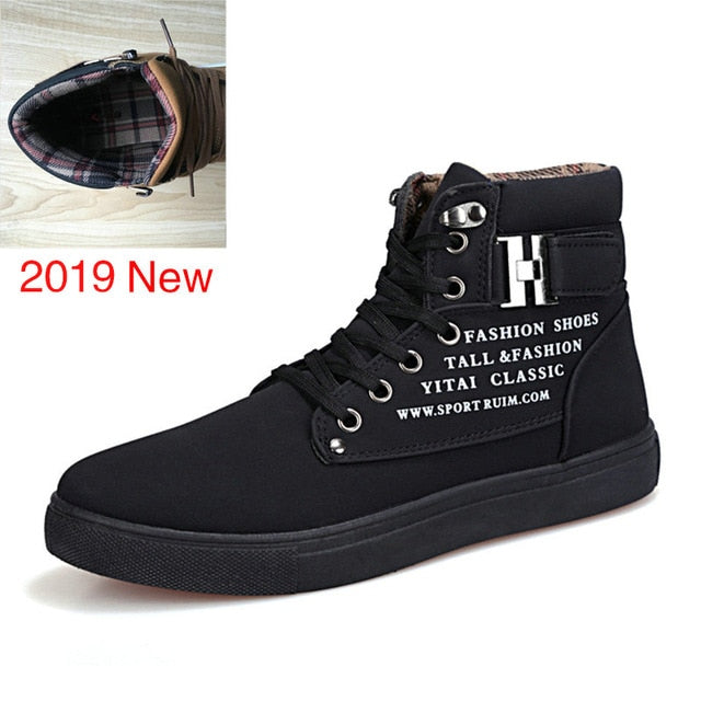 DEKABR 2019 Hot Men Shoes Fashion Warm Fur Winter Men Boots Autumn Leather Footwear For Man New High Top Canvas Casual Shoes Men