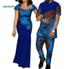 African Dresses for Women Bazin  Mens Shirt and Pants Sets Lover Couples Clothes Print Yarn Dress African Design Clothing WYQ126