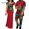 African Dresses for Women Bazin  Mens Shirt and Pants Sets Lover Couples Clothes Print Yarn Dress African Design Clothing WYQ126