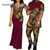 African Dresses for Women Bazin  Mens Shirt and Pants Sets Lover Couples Clothes Print Yarn Dress African Design Clothing WYQ126