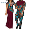 African Dresses for Women Bazin  Mens Shirt and Pants Sets Lover Couples Clothes Print Yarn Dress African Design Clothing WYQ126