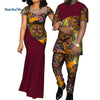 African Dresses for Women Bazin  Mens Shirt and Pants Sets Lover Couples Clothes Print Yarn Dress African Design Clothing WYQ126