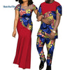African Dresses for Women Bazin  Mens Shirt and Pants Sets Lover Couples Clothes Print Yarn Dress African Design Clothing WYQ126