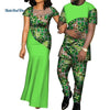 African Dresses for Women Bazin  Mens Shirt and Pants Sets Lover Couples Clothes Print Yarn Dress African Design Clothing WYQ126