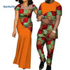 African Dresses for Women Bazin  Mens Shirt and Pants Sets Lover Couples Clothes Print Yarn Dress African Design Clothing WYQ126