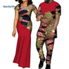African Dresses for Women Bazin  Mens Shirt and Pants Sets Lover Couples Clothes Print Yarn Dress African Design Clothing WYQ126