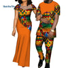 African Dresses for Women Bazin  Mens Shirt and Pants Sets Lover Couples Clothes Print Yarn Dress African Design Clothing WYQ126