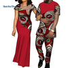 African Dresses for Women Bazin  Mens Shirt and Pants Sets Lover Couples Clothes Print Yarn Dress African Design Clothing WYQ126