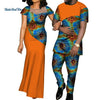 African Dresses for Women Bazin  Mens Shirt and Pants Sets Lover Couples Clothes Print Yarn Dress African Design Clothing WYQ126