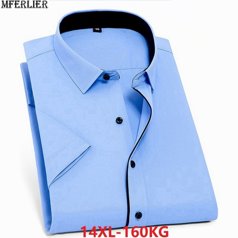 summer large size big Dress shirts wedding men office shirt short sleeve formal business plus 10XL 5XL 9XL 10XL 12XL 54 56 58 60