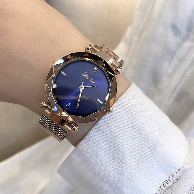 2019 Luxury Brand lady Crystal Watch Magnet buckle Women Dress Watch Fashion Quartz Watch Female Stainless Steel Wristwatches