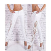 Street Fashion Slim Jeans Lace Pants Woman Long Lace Jeans White/Black/Dark Blue/Light Blue