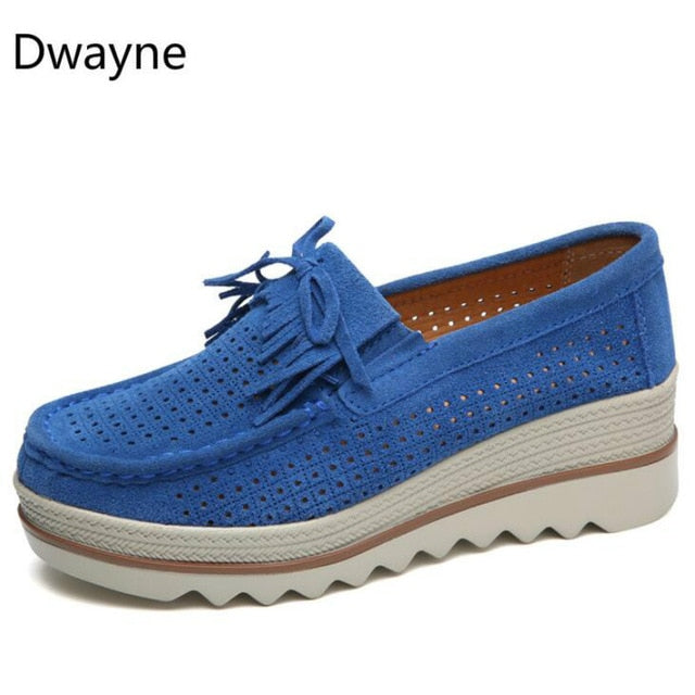 Dwayne Women Flats Platform Loafers Ladies Elegant Genuine Leather Moccasins Shoes Woman Autumn Slip On Casual Women's Shoes