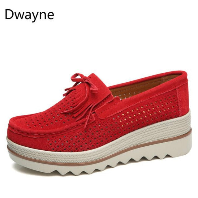 Dwayne Women Flats Platform Loafers Ladies Elegant Genuine Leather Moccasins Shoes Woman Autumn Slip On Casual Women's Shoes