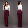 Hot Women Casual Harem Long Pants High Waist Elastic High Waist Cropped Length Ol Trousers Solid Black White Wine Red - Surprise store