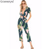 Women 2 Piece Set Summer Two-Pieces Outfits for Women Printing V-Neck Pockets Casual Beach Romper 2019 Casual Bodysuit Overalls - Surprise store