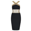 Evening Party Sexy Bandage Dress New Summer Striped Halter Backless Stretch Bodycon Dresses High Quality Women Clothing Vestidos - Surprise store