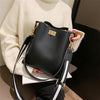 HISUELY Hot Sale New Women PU Leather Handbags Fashion Designer Black Bucket Vintage Shoulder Bags Messenger Bag High Quality