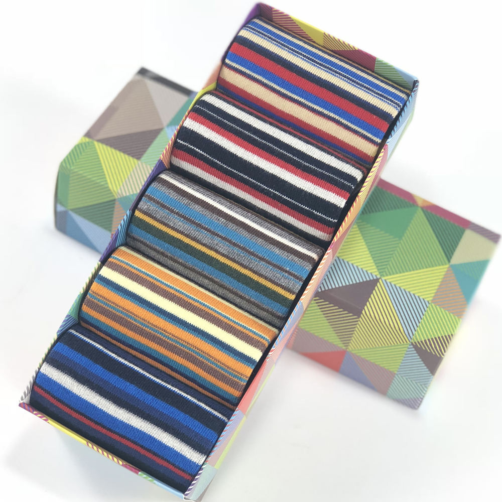 Casual Mens Socks Chromatic Stripe Five Pairs Of Socks Man With The Final Design Clothing Fashion Designer Style Cotton No Box