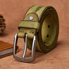 MEDYLA Original Cowhide Leather Belt Men Leather Belts for Jeans Casual Design Cowboy Waistband Handmade Green Color Strap