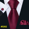 New Mens Wedding Tie Red Plaid Silk Tie Hanky Set Barry.Wang 8.5cm Fashion