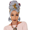 Print turban traditional African headscarf women headtie print headwrap with earring - Surprise store