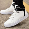 High Quality Men Vulcanized shoes New High Top Canvas Casual shoes Men Autumn Leather Sneakers Metal Chain Plus Size Male Flats - Surprise store