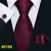 New Mens Wedding Tie Red Plaid Silk Tie Hanky Set Barry.Wang 8.5cm Fashion