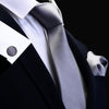 Ricnais Silk Solid Men's Tie Set 8cm Ties Handkerchief Cufflinks Sets For Man Red Gold