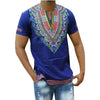 Blue Dashiki T Shirt Men 2018 Brand New African 3D Print Slim Fit Mens T-shirts Casual V Neck Short Sleeve Hip Hop Camisetas 3XL - Surprise store